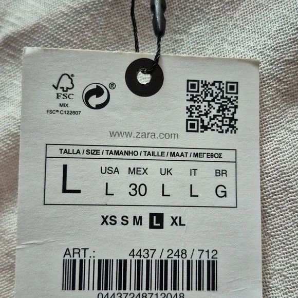 Zara White Ruffle Tie-Front FlounceTop SZ.L NWT - Picture 8 of 9